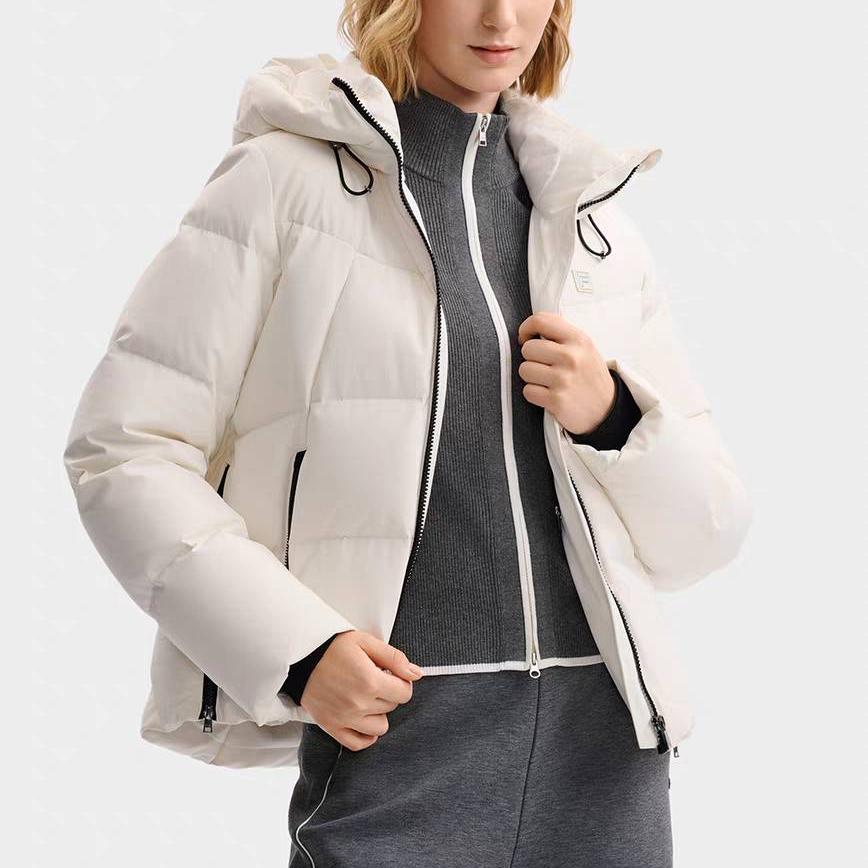 FILA White Casual Simple Versatile Lightweight Warm Waterproof Breathable Woven Hooded Down Jacket Women outerwear F11W543906FWT
