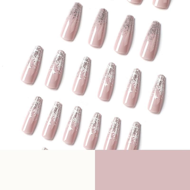 Faux ongle Flocon de neige étoile de Noël pièce d'ongle Autocollant d'ongle pour nail art Pièce d'ongle amovible Faux ongle