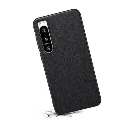 For Sony Xperia 5 IV 5G Phone Case Leather Coated PC+TPU Calf Texture Phone Cover