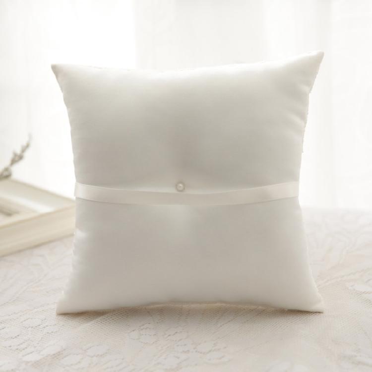 Délicat Cérémonie de Mariage Fête Perles Dentelles Anneaux Oreillers Coussins Porteurs pour Fiançailles Demande en Mariage Décoration Blanc