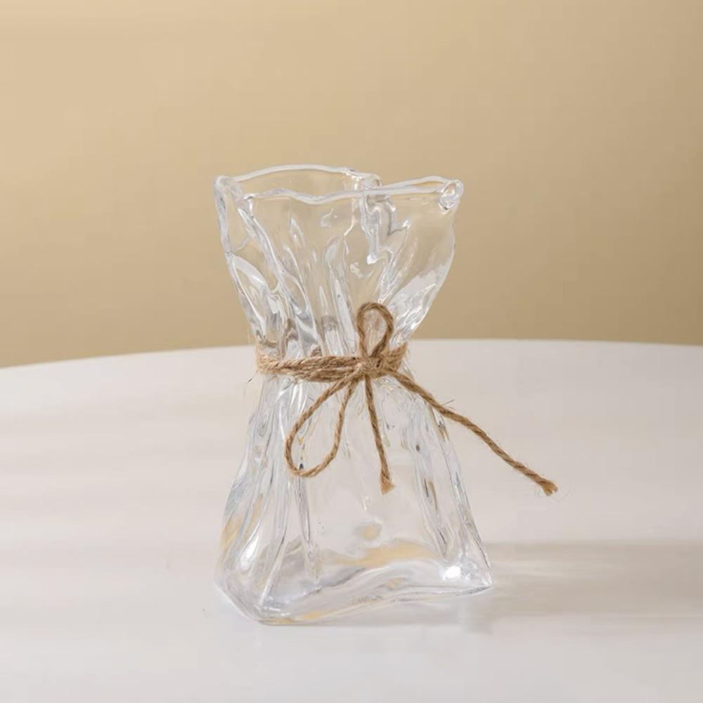 Minimalist Irregular Glass Vase Transparent Hydroponic Vase Origami Glass Vase Flower Arrangement S-Transparent
