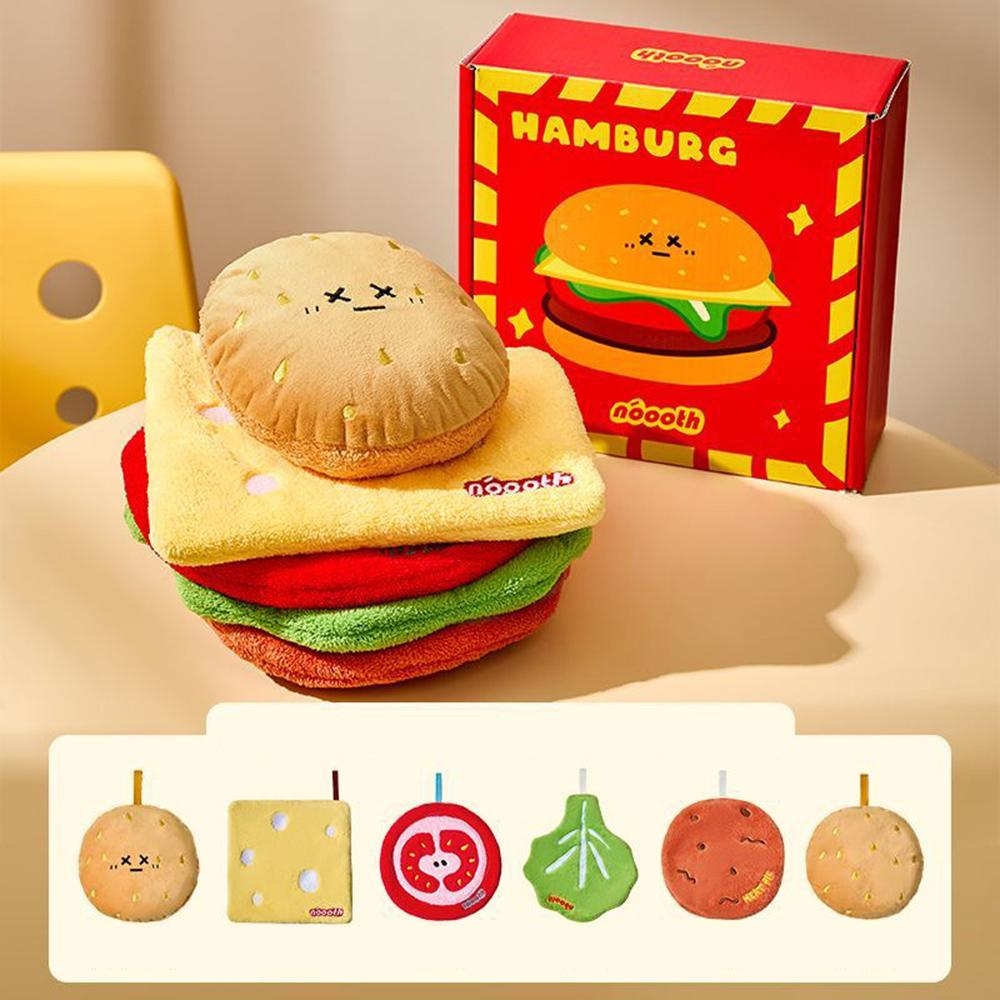 

6Pcs Cute Hamburger Hand Towel Hanging Kitchen Bathroom Water-absorbent Thickened Quick-drying Cartoon Children s Handkerchief