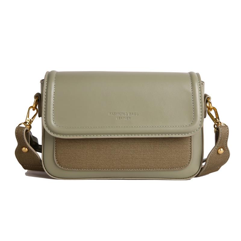 New simple solid color women's bag texture popular Japanese contrasting color shoulder bag niche foreign style messenger bag