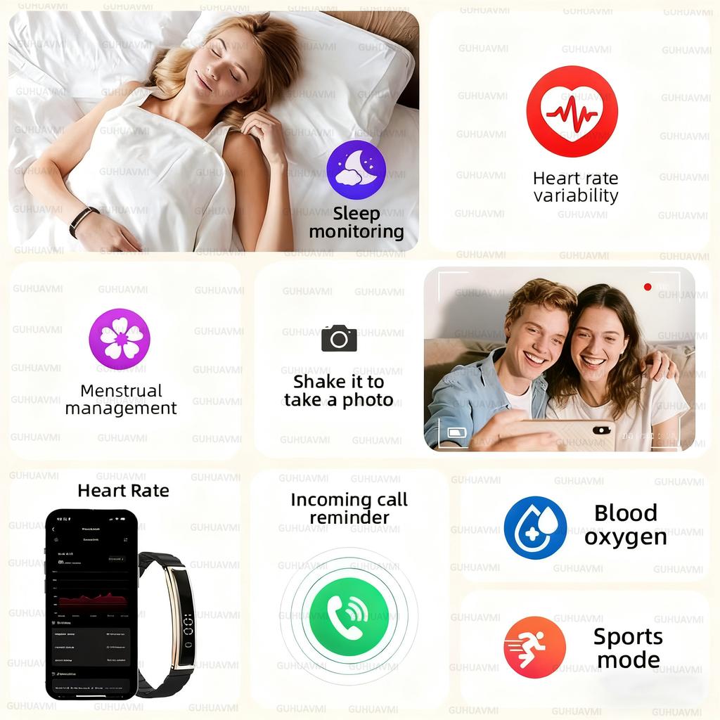 New Woman Health Smart Band Fitness Tracker with Heart Rate Blood Oxygen Sleep Monitor IP68 Waterproof Pedometer Watch for Women