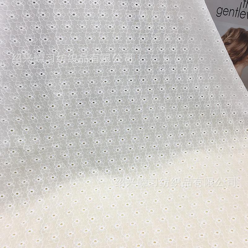 100x130cm Tessuto di Cotone Bianco Ricamato con Occhielli Pizzo di Cotone Materiale per Cucire Vestiti, Al Metro 23 stili
