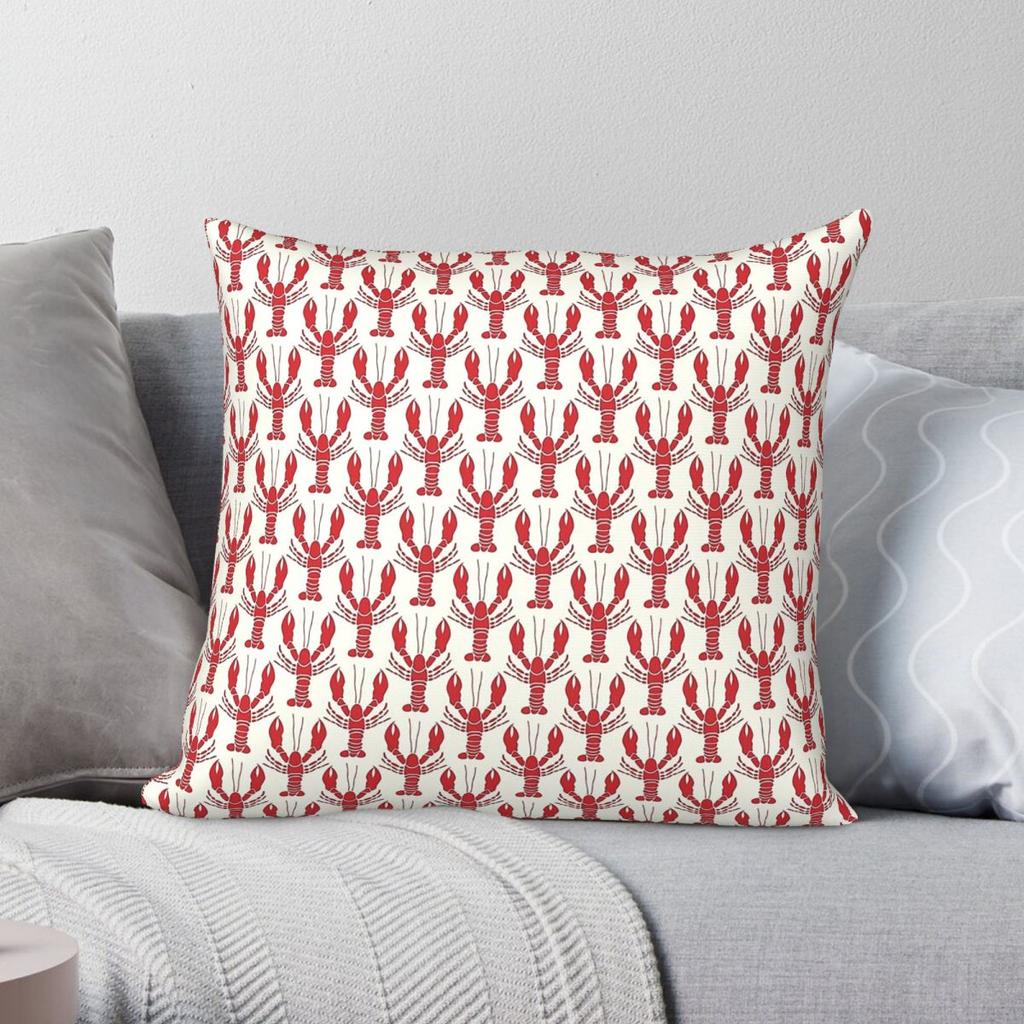 Nautical Lobsters Square Pillowcase Polyester Linen Velvet Printed Zip Decorative Throw Pillow Case Room Cushion Cover