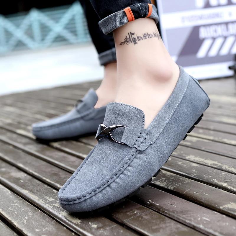Italian Casual Leather Men Outdoor Breathable Lazy Shoe Casual Business Tooling Shoe Comfy Antiskid Driving Shoe Walking Loafers