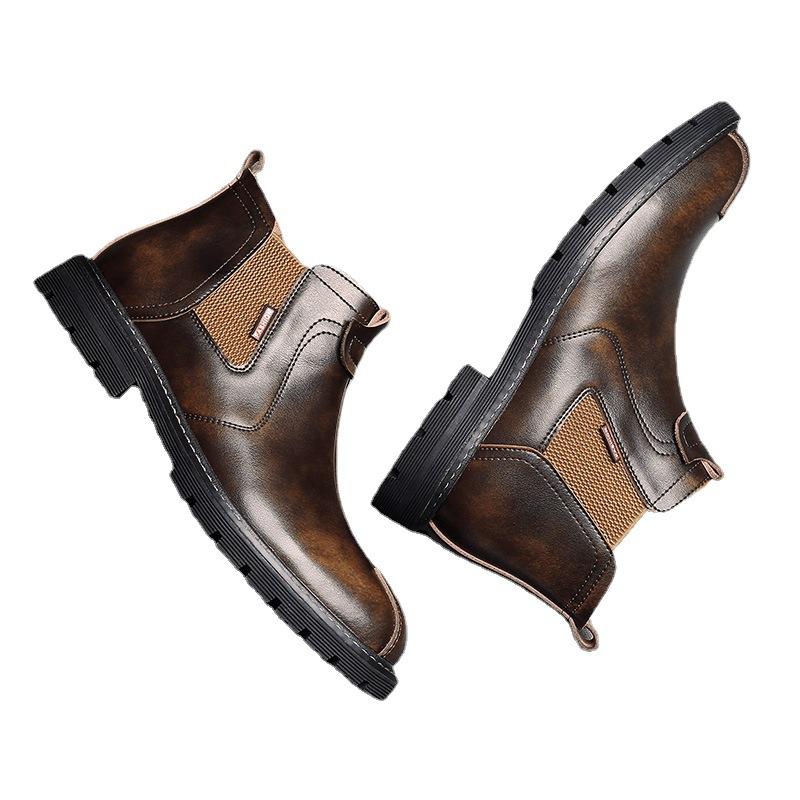 Модная мужская кожаная обувь Ботинки Кожаная мужская британская повседневная с большой — фото 6