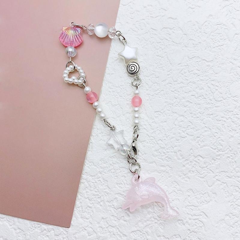 Handcrafted Dolphin Pendant Bracelet Cute Star Beaded Wristband Adjustable Chain Aesthetic Jewelry Gift for Women Girls