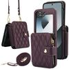 Crossbody Wrist Strap Wallet with Card Holder Phone Case for Samsung Galaxy Z Flip 6 5 4 3 Flip6 Flip5 Flip4 Flip3 Leather Cover