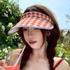 Hair Hoop Style Summer Empty Top Cap Plaid Print Sun Protection Hats Large Brim Sun Hat  Vacation
