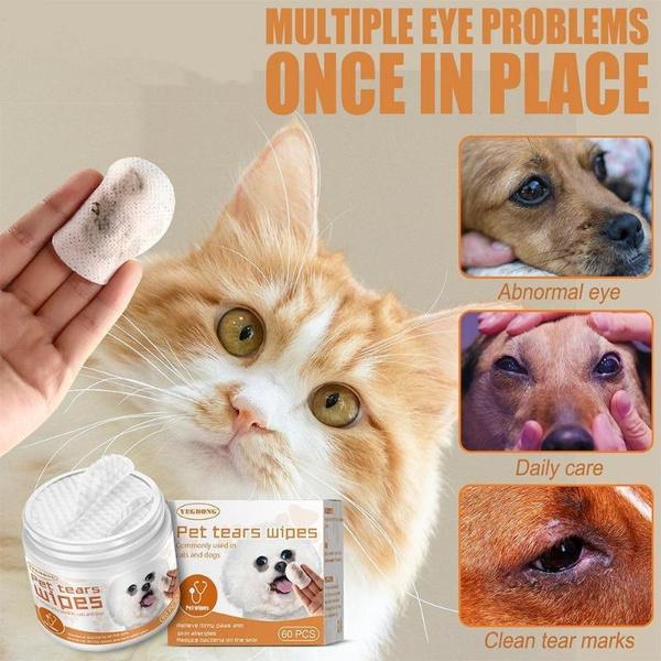60Pcs Pet Eye Wipes Cat Dog Eye Cleaner Tear Stain Remover Wipes Eye Cleaner