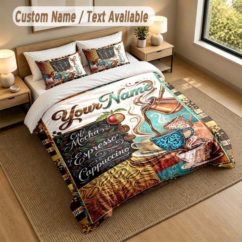 Decorative Artwork Theme Personalized 3Pcs Bedding Set Custom Text & Name 1 Sheet 2 Pillowcases Household Bedding 1pc