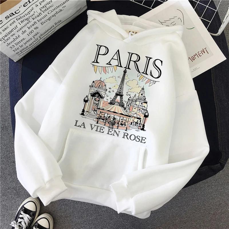 Módní mikiny s potiskem textu Bonjour Paris 2025 Ležérní vintage Y2k mikiny Oblečení Dámské Pánské Grafické Gotické Pulovry s kapucí