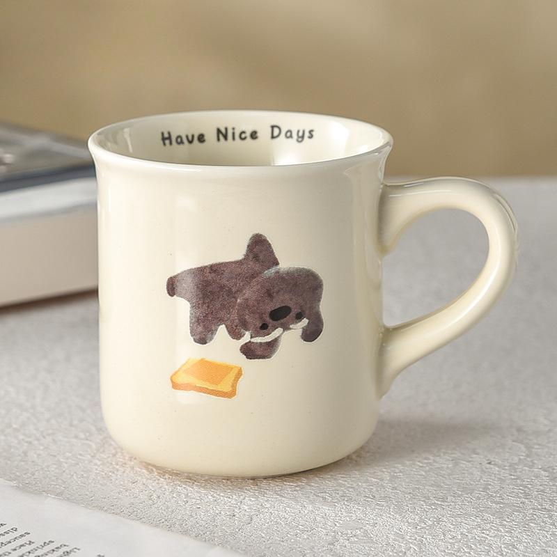 Milk Fufu Puppy Uncovered Cup Retro Coffee Cup Boys Mug Small Capacity Elementary School Students Ceramic