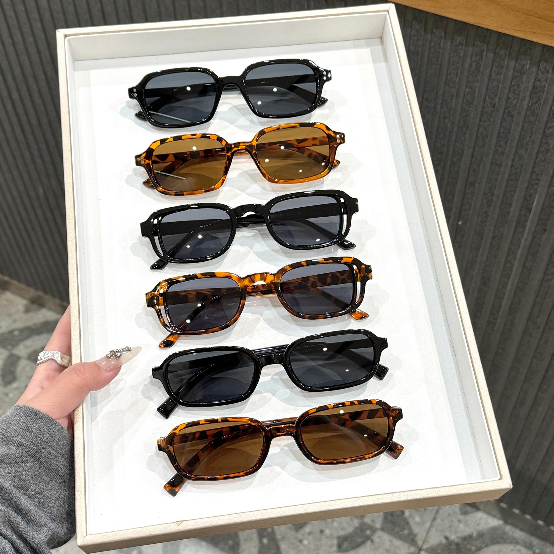 

6Pcs Fashionable and Exquisite Small Frame Sunglasses Set, Stylish Accessories with Rectangular Frames for Driving and Traveling