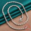 4MM Width!! Real 100% 925 Sterling Silver Men Rope Chain Fashion Unisex Party Wedding Gift Silver 925 Chain Necklace Men Jewelry