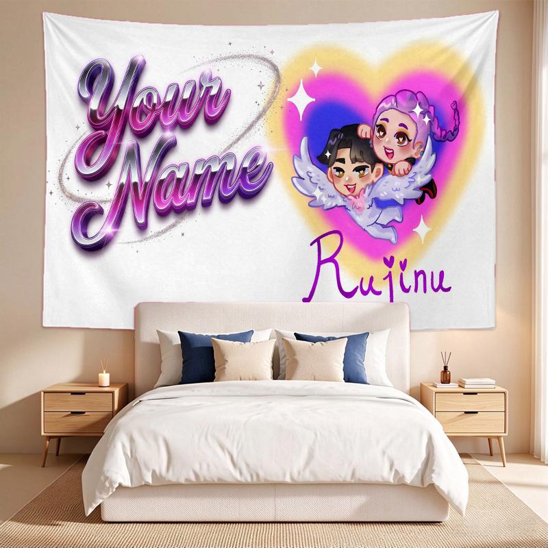 Rujinu (37) Custom Name Tapestry Wall Hanging Tapestry Wall Art Decor for Bedroom Living Room