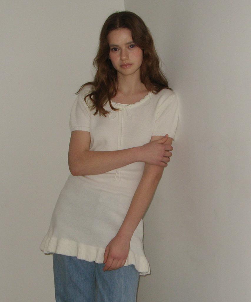 Sseomweeobeoteo Cotton Ribbon Knit Dress - Ivory