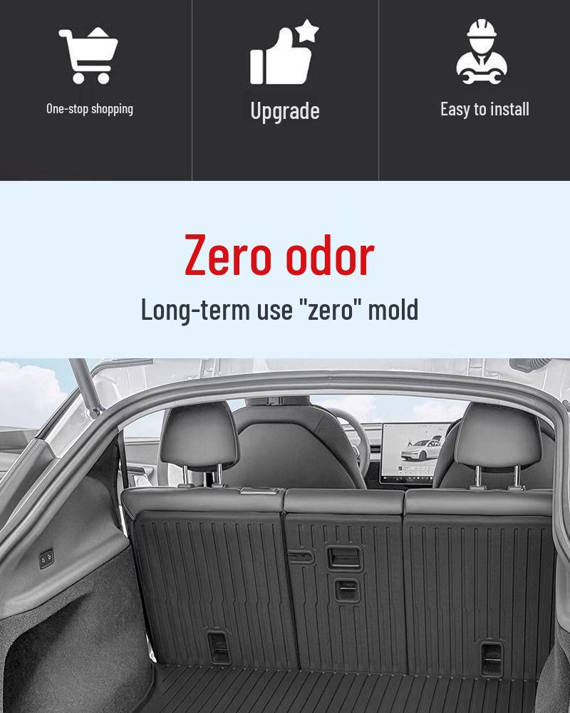 25 Tesla Trunk Integrated Mat for Model Y/3: New Version Rear Trunk Mat & Backrest Pad