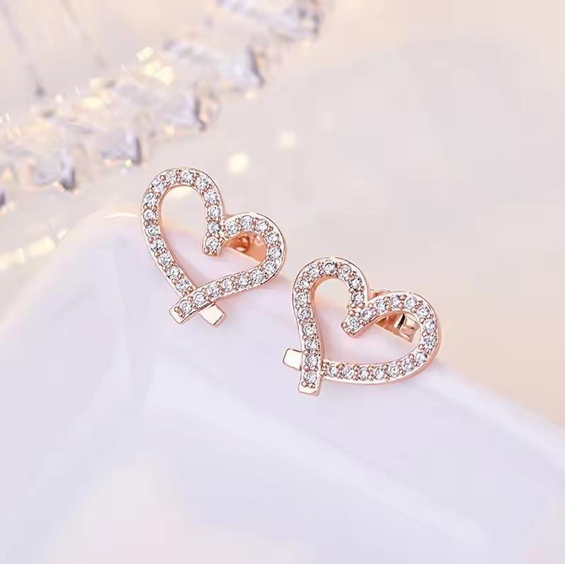 925 Silver Earrings Heart for Women Jewelry Wedding Engagement Party Gifts cute