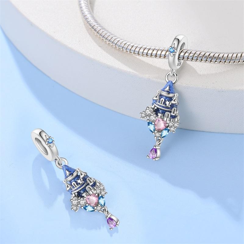 New 925 Silver Color Fox Rabbit Rose Castle Fairy Tale Charms Beads Fit 3mm 925 Original Bracelets DIY Jewelry Birthday Gift
