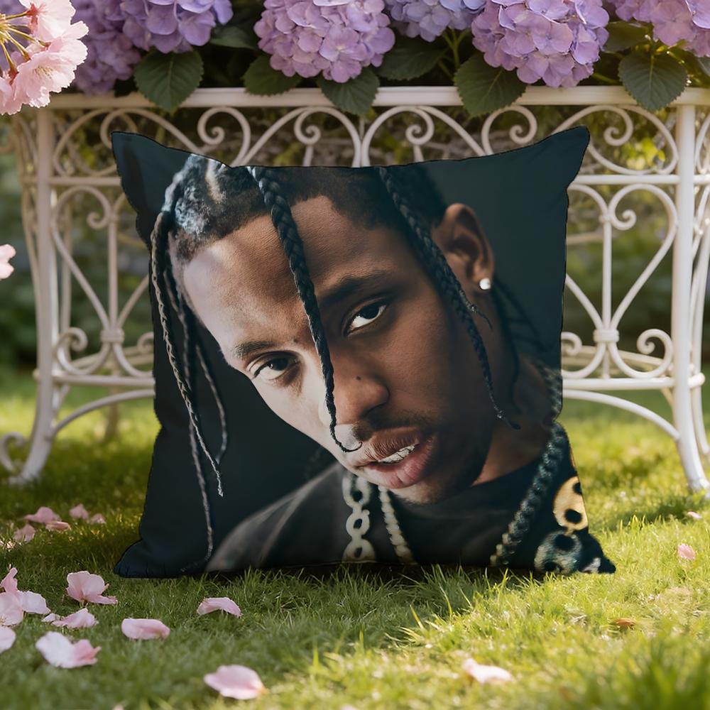 Rapper T-Travis Scott Cushion Cover Home & Car Dual-Scene Pillow Cover: Reversible for Premium Comfort