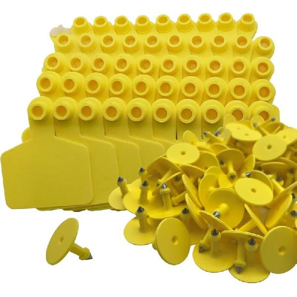 Cattle Ear Tags Blank for Cattle Cows Sheep Pig Goats, 100 Pieces TPU Precision Animal Identification Blank Ear Tags (Yellow)