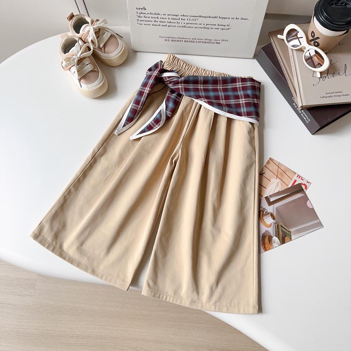 Girls Plaid Retro Casual Pants - Spring/Autumn Fashion (Style AQB025) 120 хаки