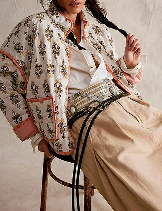 2024 Autumn/Winter Quilted Color Block Women's Cotton Jacket