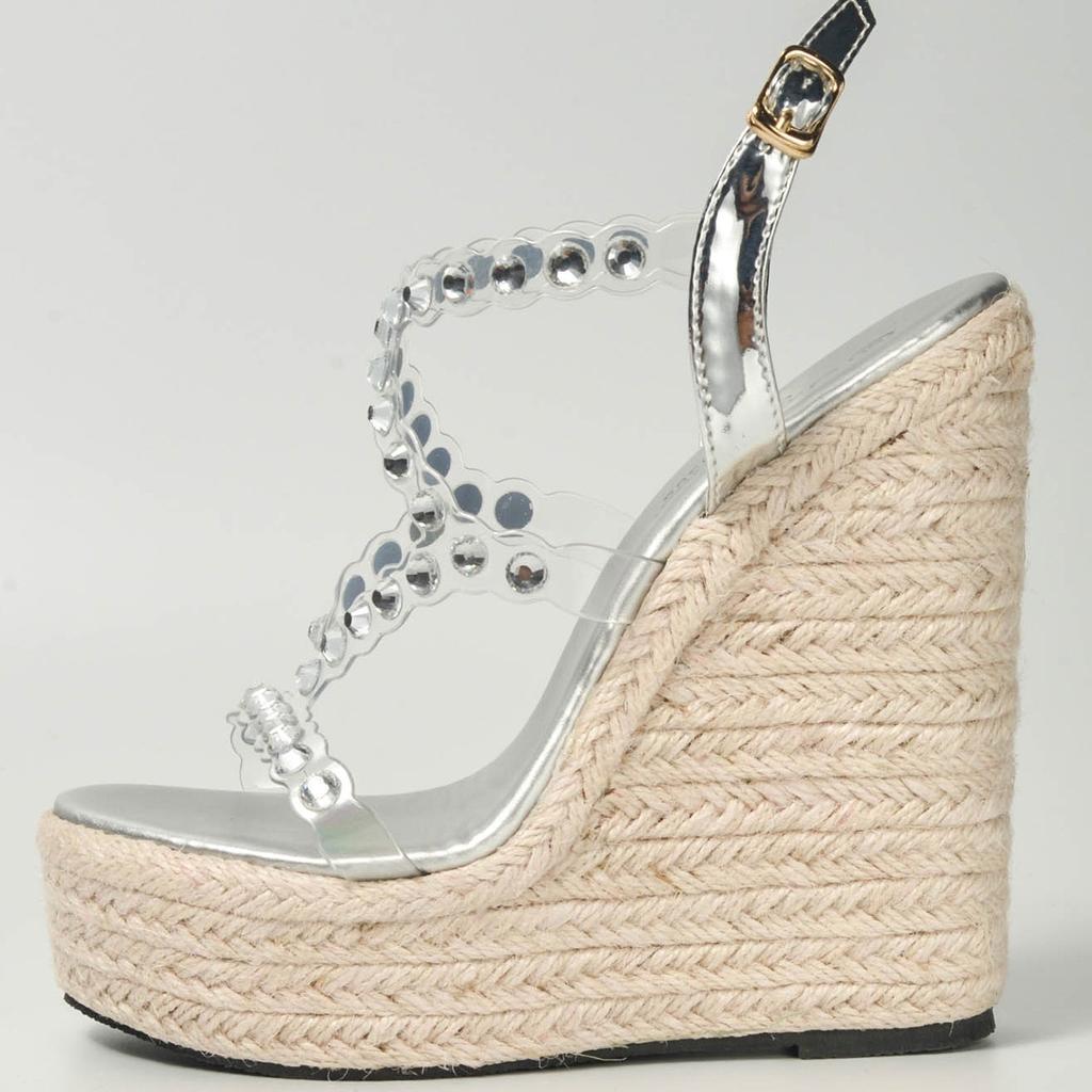 Dámská obuv Tkané Ležérní Elegantní Slaměné kamínkové Slaměné sandály na klínku Řada 10363 15cm Podpatek 5cm Platforma LFD