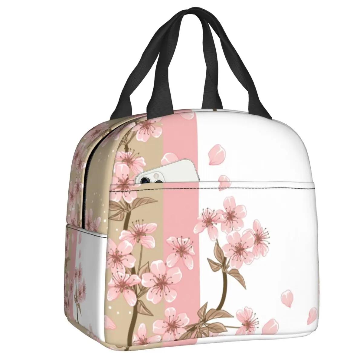 

Сумка-холодильник для ланча в японском стиле с цветком вишни для женщин, цветочная сумка-холодильник для офиса, пикника, путешествий 22x20x13CM