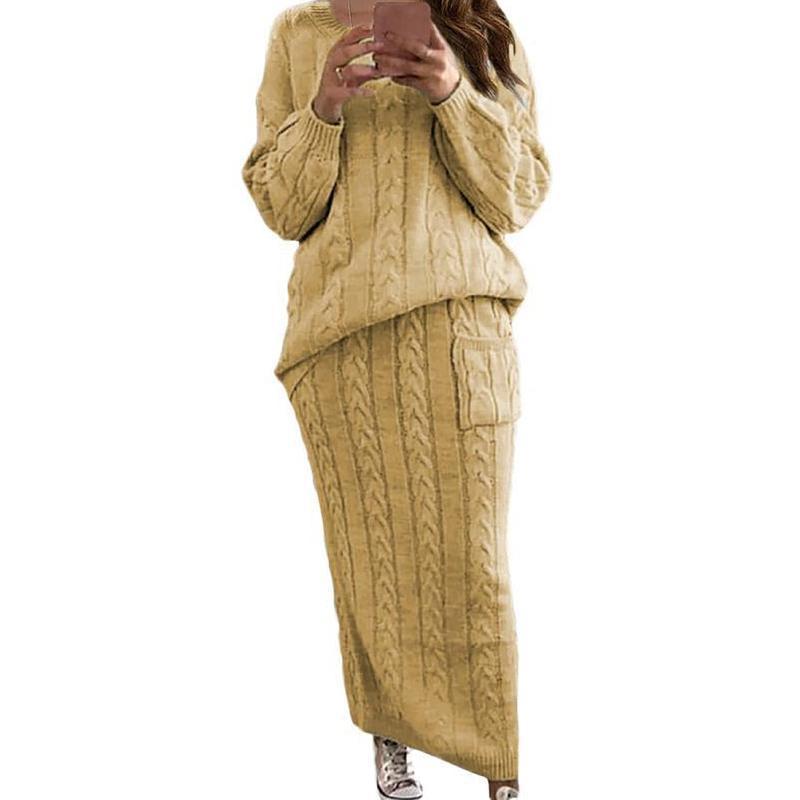 S67314 Cable Knit Sweater Dress Set