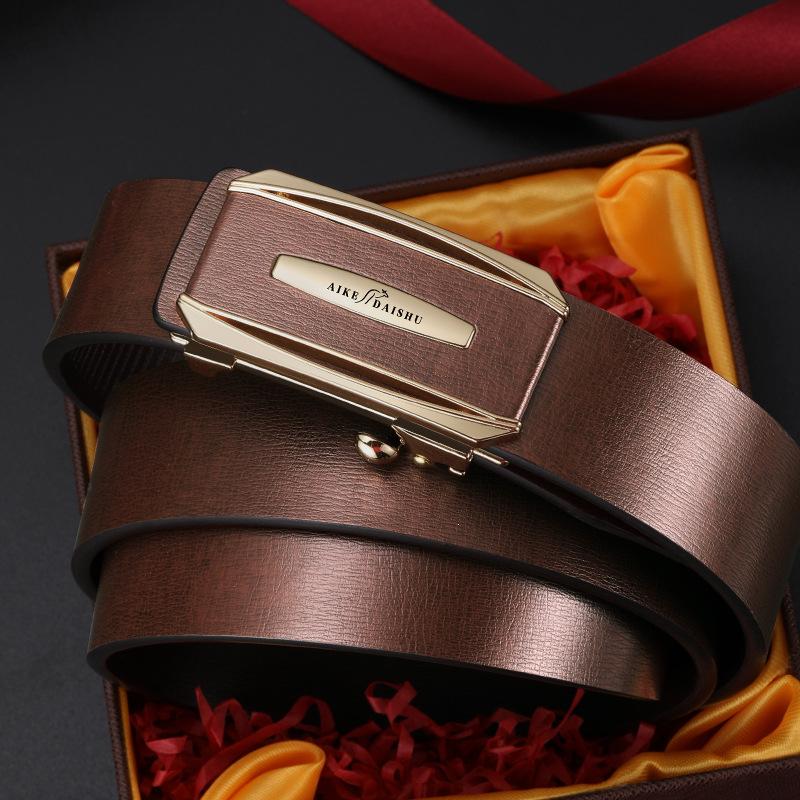 

Men s Belt Genuine Leather Inner Wear Automatic Buckle Business Cowhide Belt Middle Aged and Young Trendy Casual Versatile Trousers Belt Men 130cm