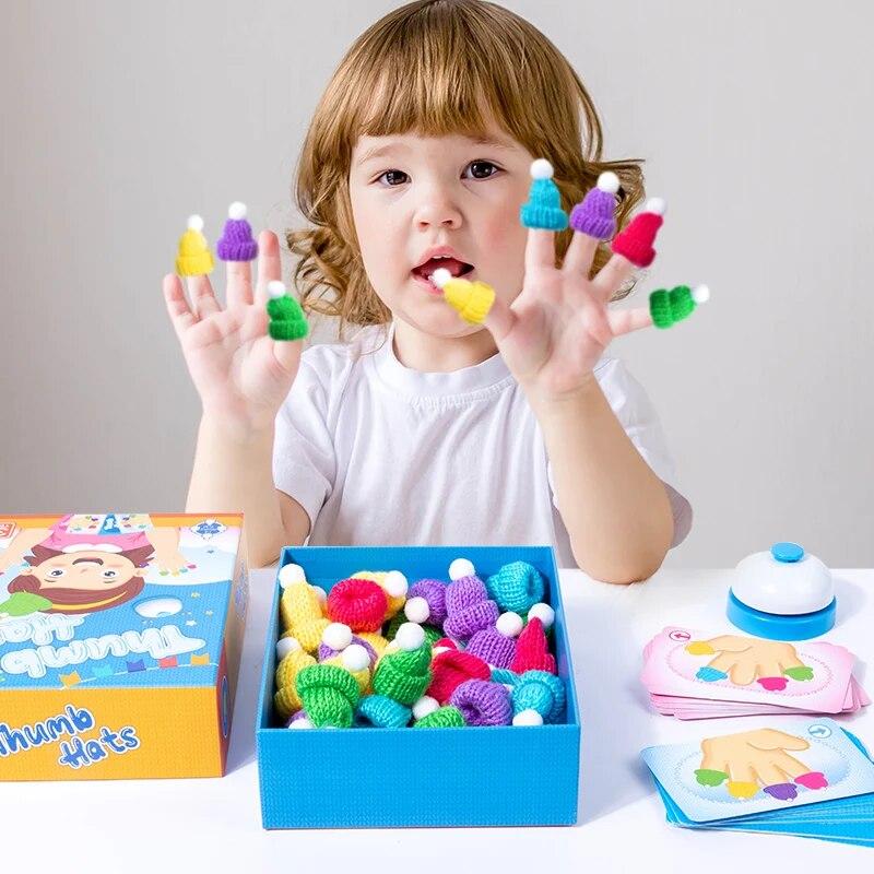 Kids Finger Cap Game Color Matching Toys Interactive Party Games Hand-eye Coordination Sensory Educational Toys For Child