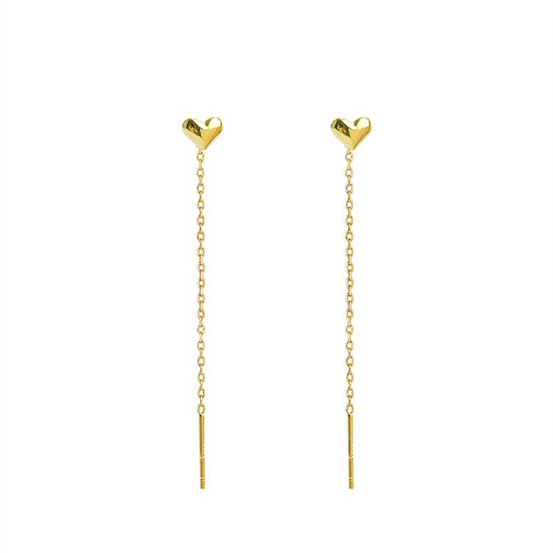 Wenjian Korean Heart-shaped Titanium Steel Earrings - 2022 Trendy Slimming Face Design for Women