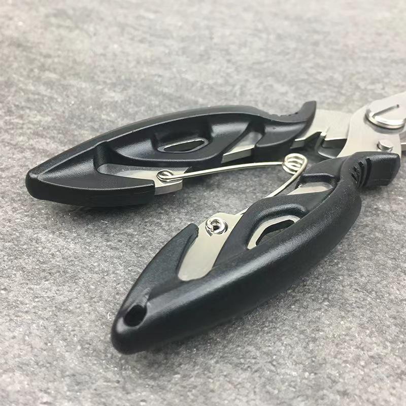 Multifunctional Fishing Pliers: Bent Nose, Scissors, PE Line Cutter, Fish Gripper, Hook Removal, and Control Tool.