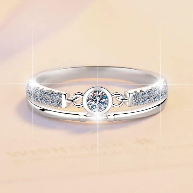 0,1CT 3mm Certificado Moissanite Anéis para Mulheres Meia Enternity Diamante Aliança de Casamento S925 Prata Esterlina Festa Jóias GRA