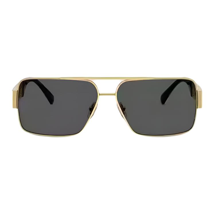 Versace Greca Personality Design Metal Square Sunglasses Unisex sunglasses Black Gold O2290-O10028761