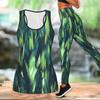 Geometry and Graffiti Pattern Print Yoga Outfit for Women Fashion Workout Leggings Fitness Sports Casual Yoga Set Sports Suit