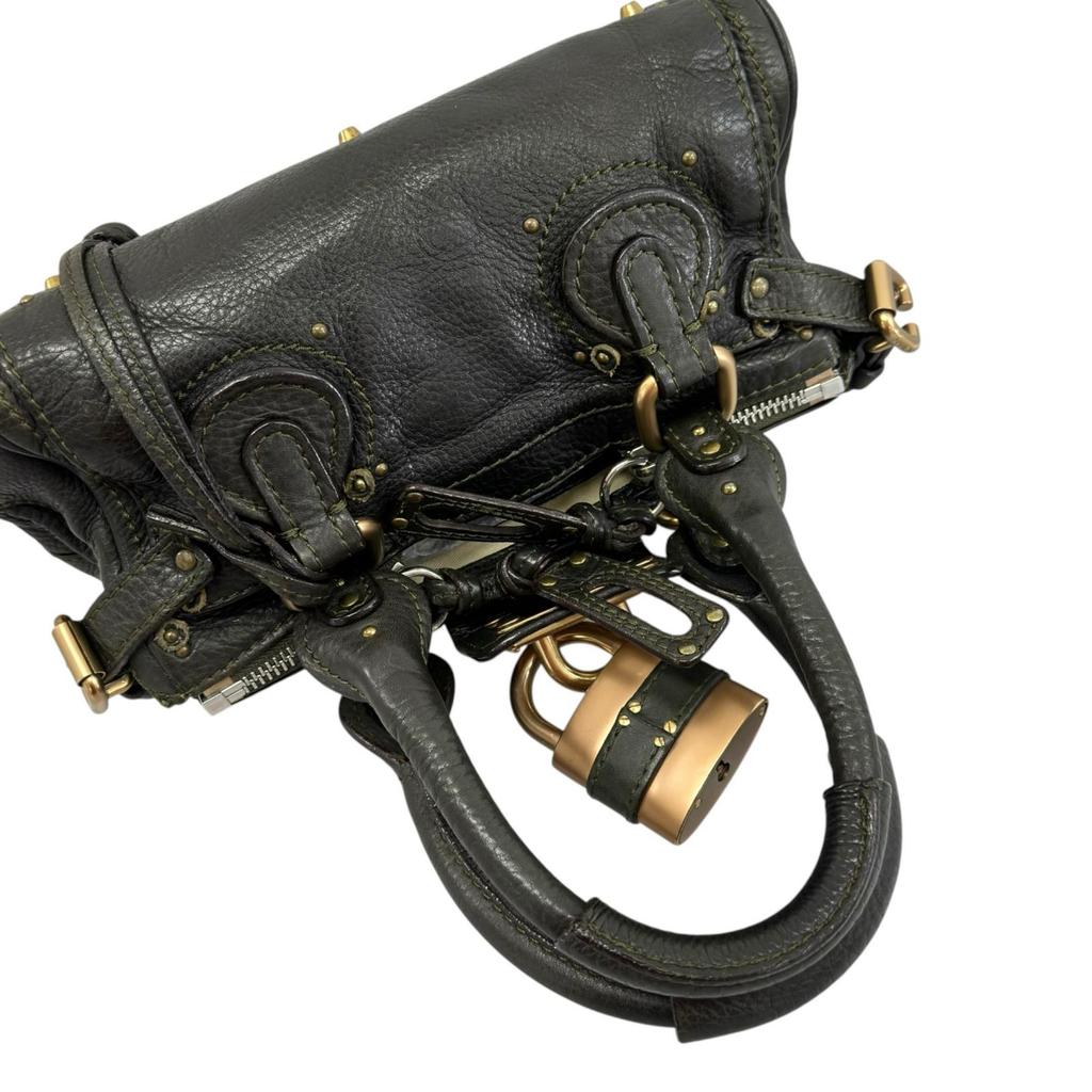 Chloe Paddington Mini Handbag Dark Green Women Used