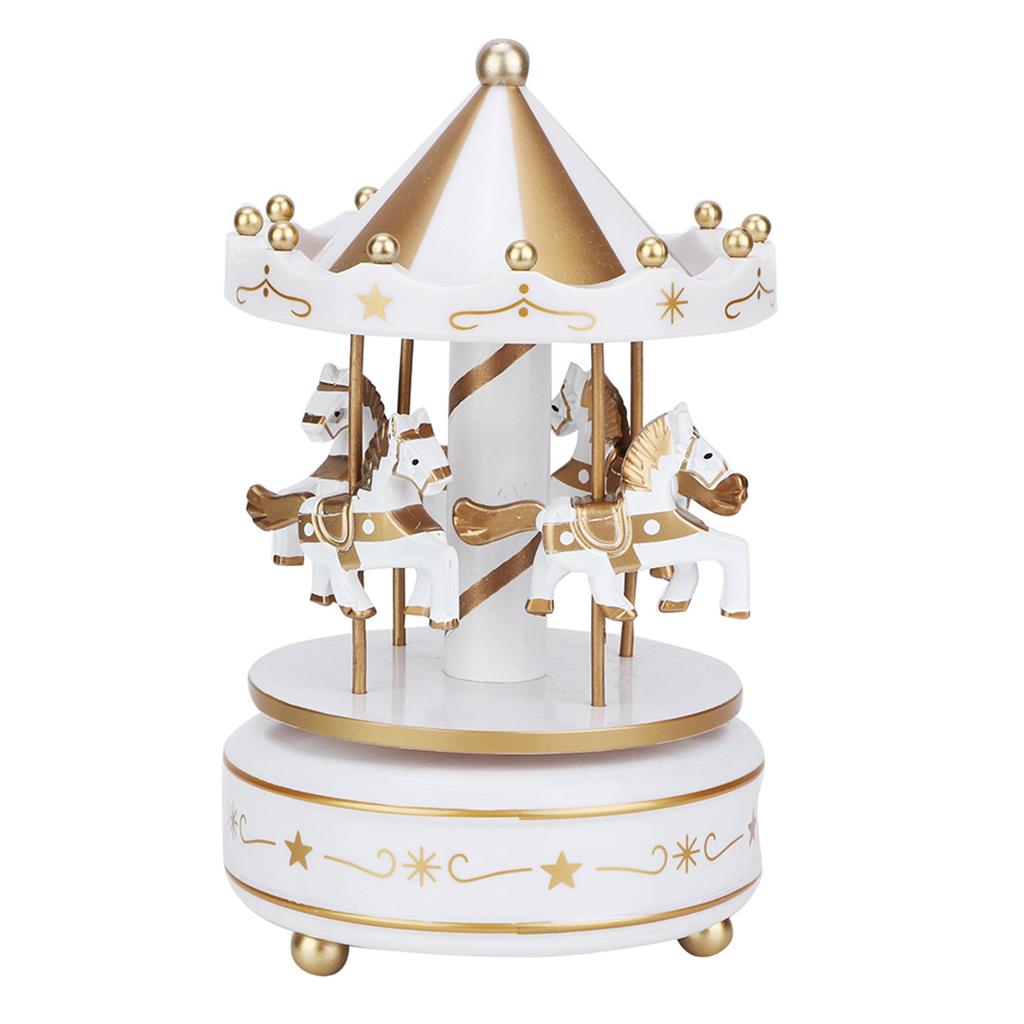 Merry GO Round Music Box Carousel Gift Christmas Wedding Birthday Gift Decor White