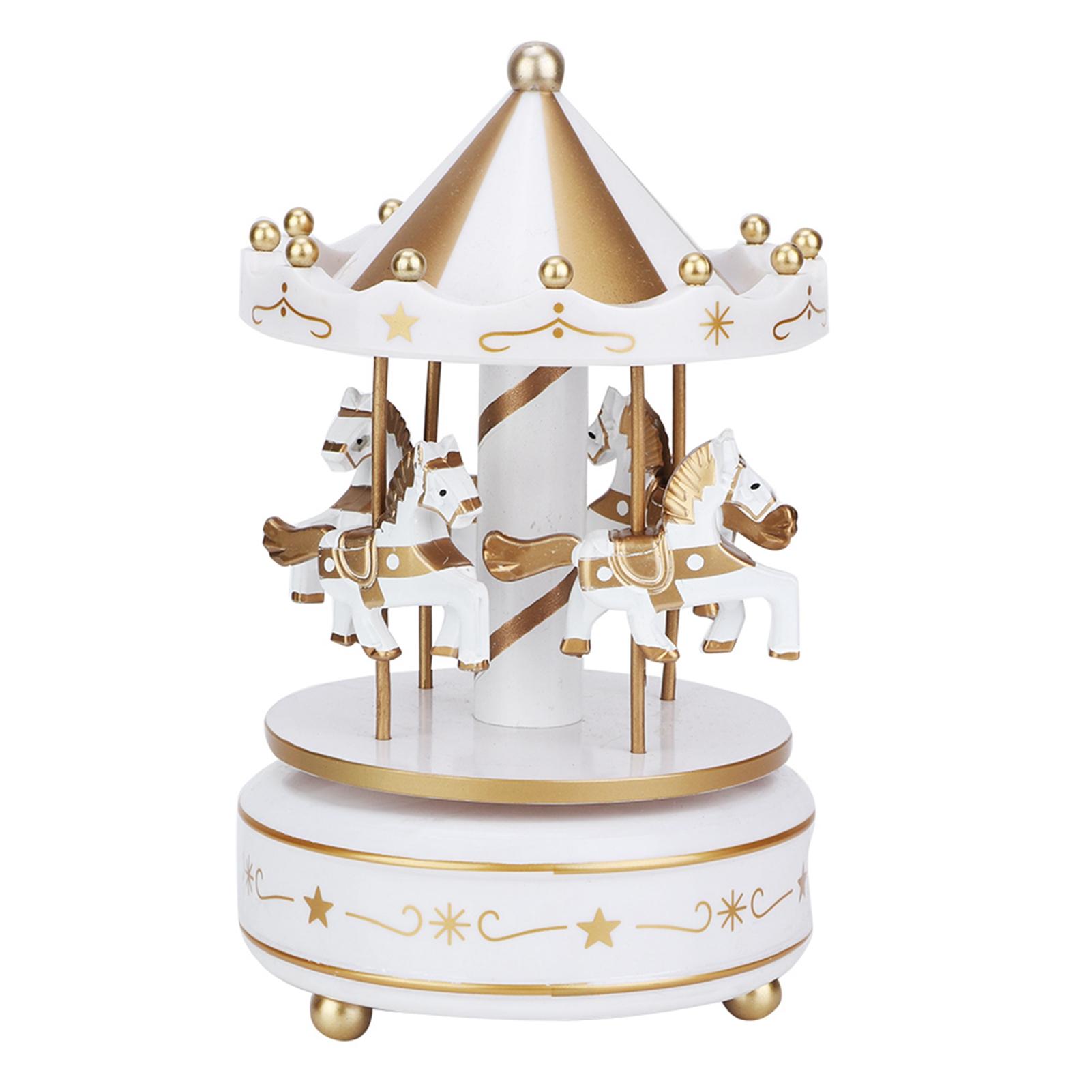 Sportssss Girls White Merry Go Round Music Box Carousel Gift Christmas Wedding Birthday Gift Decor