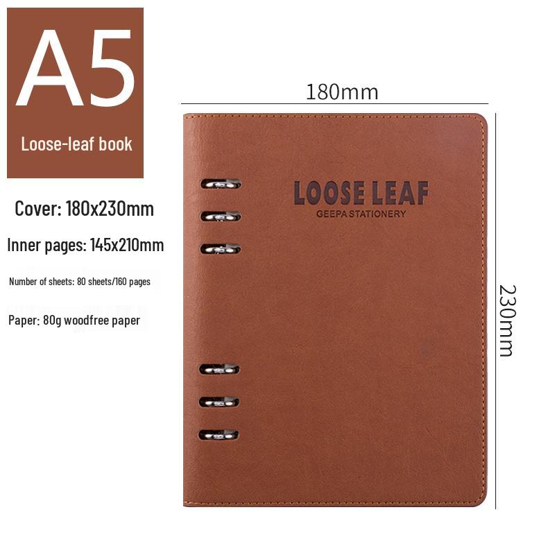 Кожаный блокнот формата A5/B5 на кольцах с плотными съемными страницами