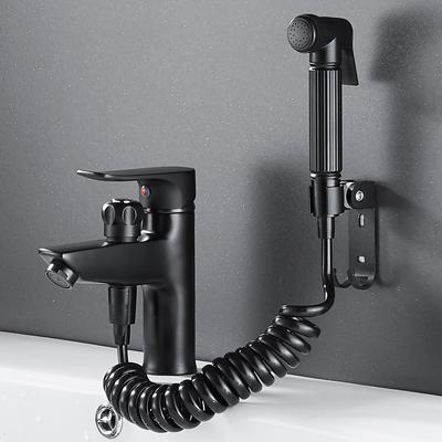 Brass Bathroom Basin Faucet Black Single Handle Tap Sink Faucet Mixer with Shower Head Hot and Cold Water Faucets Mixer Tap