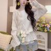 Lazy Style Knitted Lace-Up Bow Sweater - Women's Loose Fit for Autumn and Winter