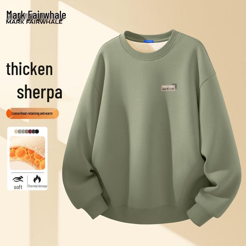 Mark Fairwhale Men's Lamb Fleece Lined Winter Round Neck Sweatshirt