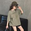 Koreanischer Stil Sommer-T-Shirt für Mädchen - Kurzarm, Trendy, Lockerer Schnitt, Rundhalsausschnitt, Personalisiert, Vielseitiges Oberteil für größere Kinder.