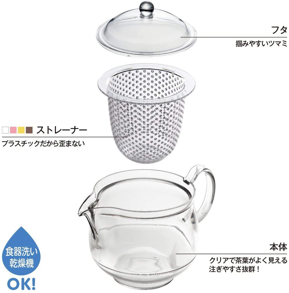 Akebono Sangyo Clear Teapot, 730ml, with Tea Measuring Set, Tritan Resin, Made In Japan, TW-3733