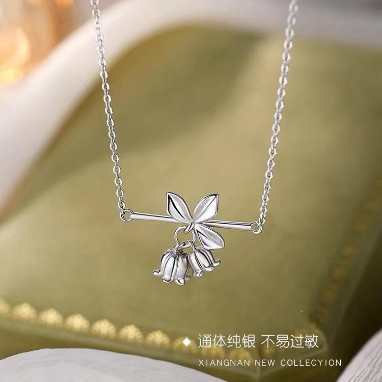 Lily of the Valley 925 Sterling Silver Necklace - 2024 Clavicle Chain, High-End Light Luxury for Women